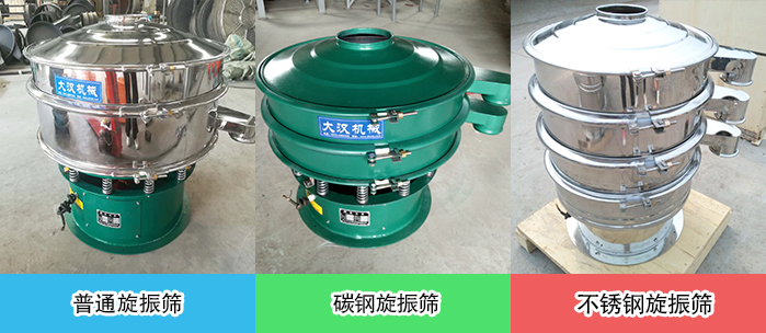 醫(yī)藥振動篩常見材質(zhì)展示：碳鋼＋不銹鋼，不銹鋼，碳鋼等材質(zhì)展示
