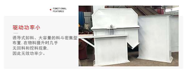 TD型斗式提升機驅(qū)動力小，無回料等特點展示圖。