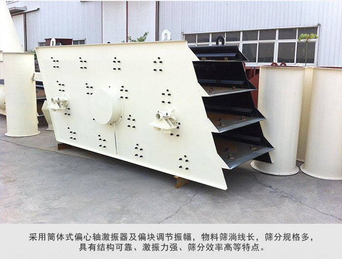 圓振動(dòng)篩 采用筒體式偏心軸激振器及偏心塊調(diào)節(jié)振幅。